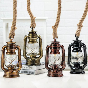 American Retro Country Hemp Rope Kerosene Chandelier Personalized Creative Simple Balcony Lamps Nostalgic Horse Lantern Chandelier