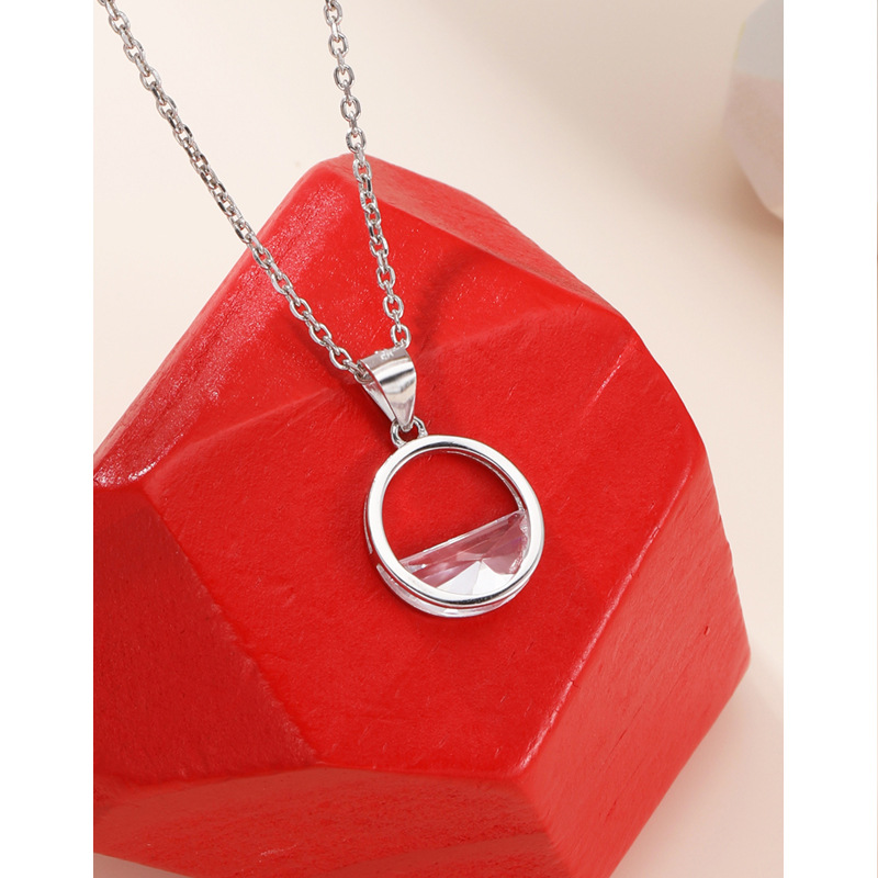 S925 plata esterlina un Wang qingquan collar mujeres luz lujo simple nicho diseño colgante redondo alto sentido clavícula cadena