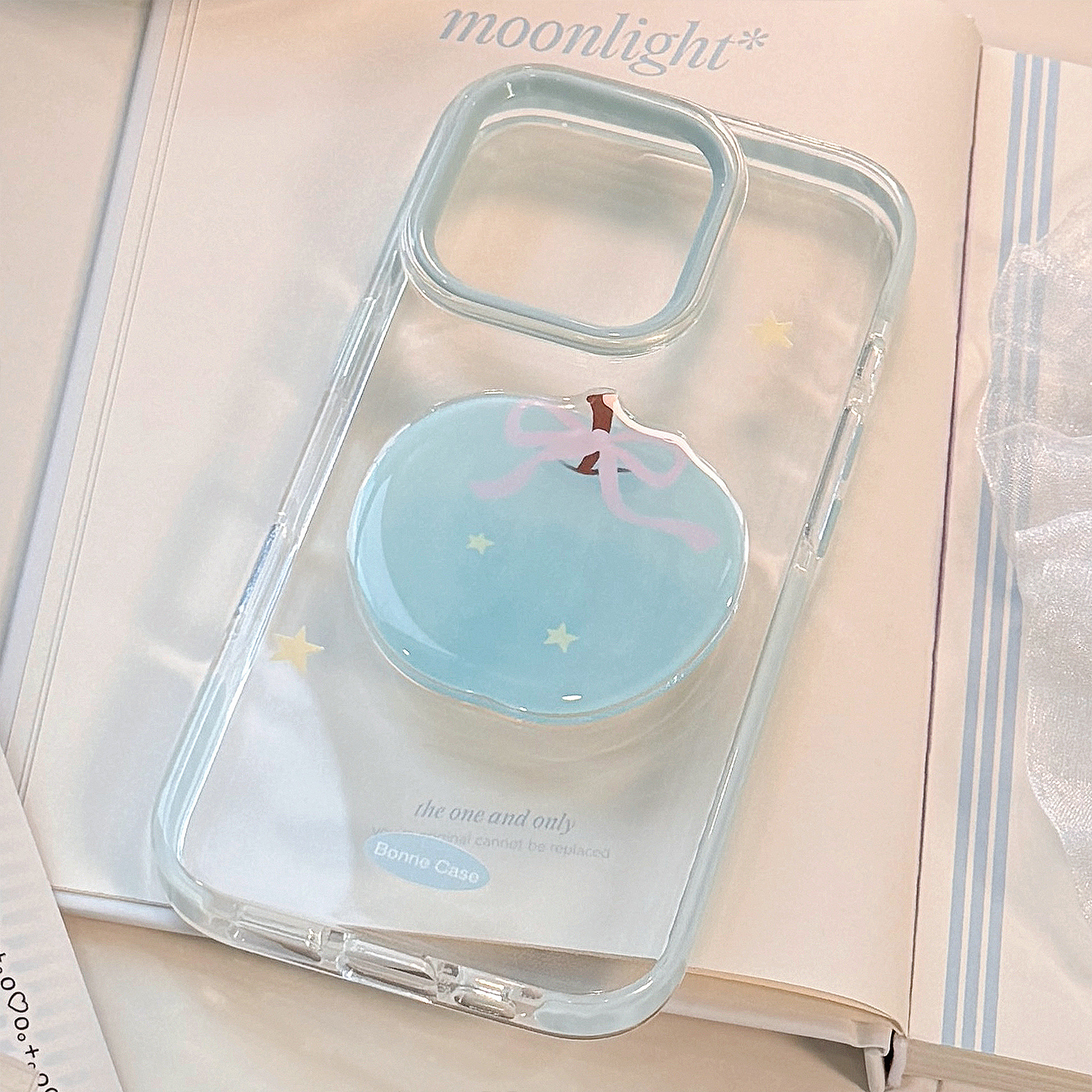 Aplicable para iPhone17 caso 16promax estereoscópico pintura al óleo azul manzana 13 transparente 11 pequeño fresco 14 funda suave