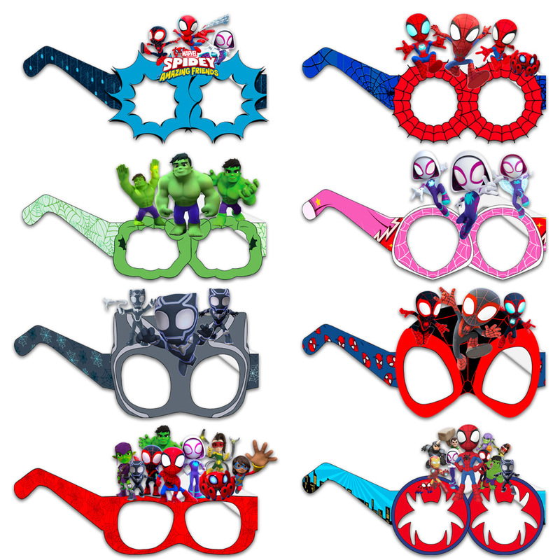 Spider-Man and His Amazing Friends Theme Paper Glasses Party Photo Props Female Spider-Man Glasses Decoration