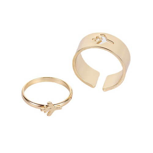 Foreign trade cross-border punk style couple ring men's and women's ring combination ins style butterfly fashion personalized index finger ring