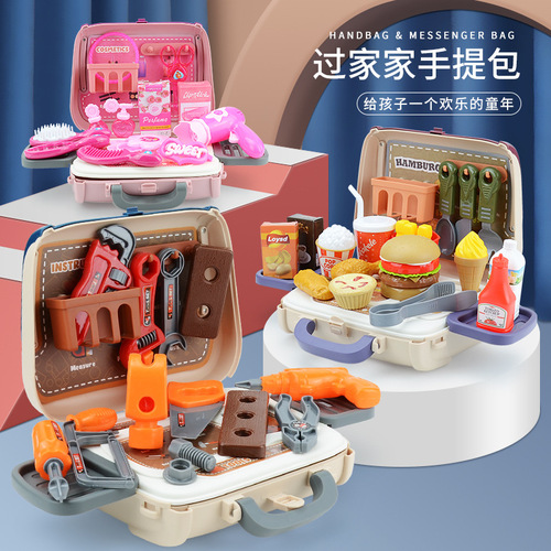 Girl's house simulation food kitchen utensils Baby kitchen toy set Children's handbag tool toys