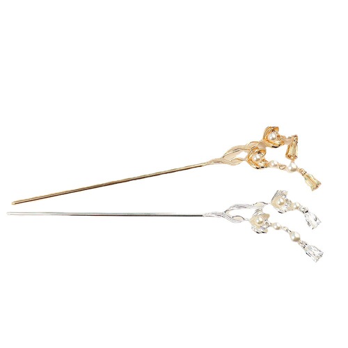 Cold style retro flower pearl tassel step rocking hairpin internet celebrity fashion i plate hairpin temperament personalized hair accessory