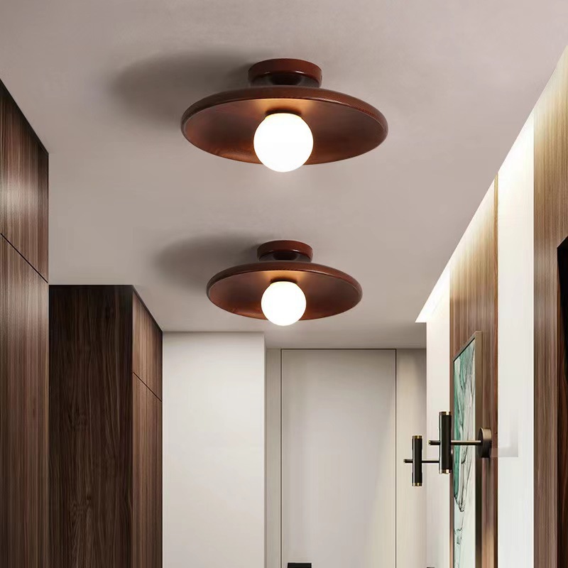 Passageway ceiling lamp, solid wood modern minimalist cloakroom entrance corridor balcony lamp, indoor entrance hall, Japanese-style lighting