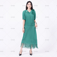 气质女装高级感度假风连衣裙三宅一生褶皱时尚大码两件套百褶长裙