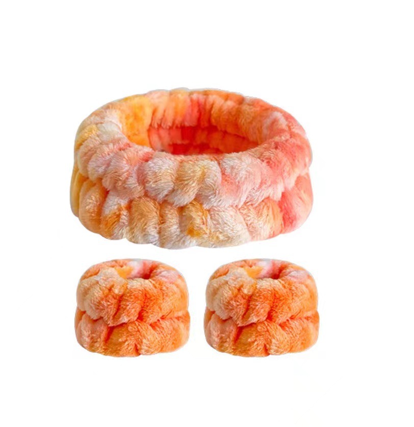 Tie tinged franela correa de cabello un anillo conjunto de correa de muñeca femenina absorción de agua lavado facial máscara correa de muñeca suministro de fábrica