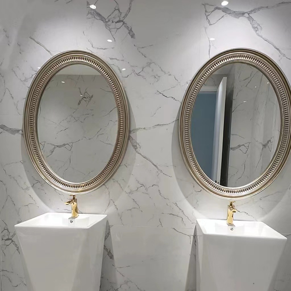 Minimalist Elliptical Bathroom Mirror, European-Style Picture Frame, Hotel Wall-Hung Bathroom Mirror, Hair Salon Vanity Mirror, Makeup Mirror