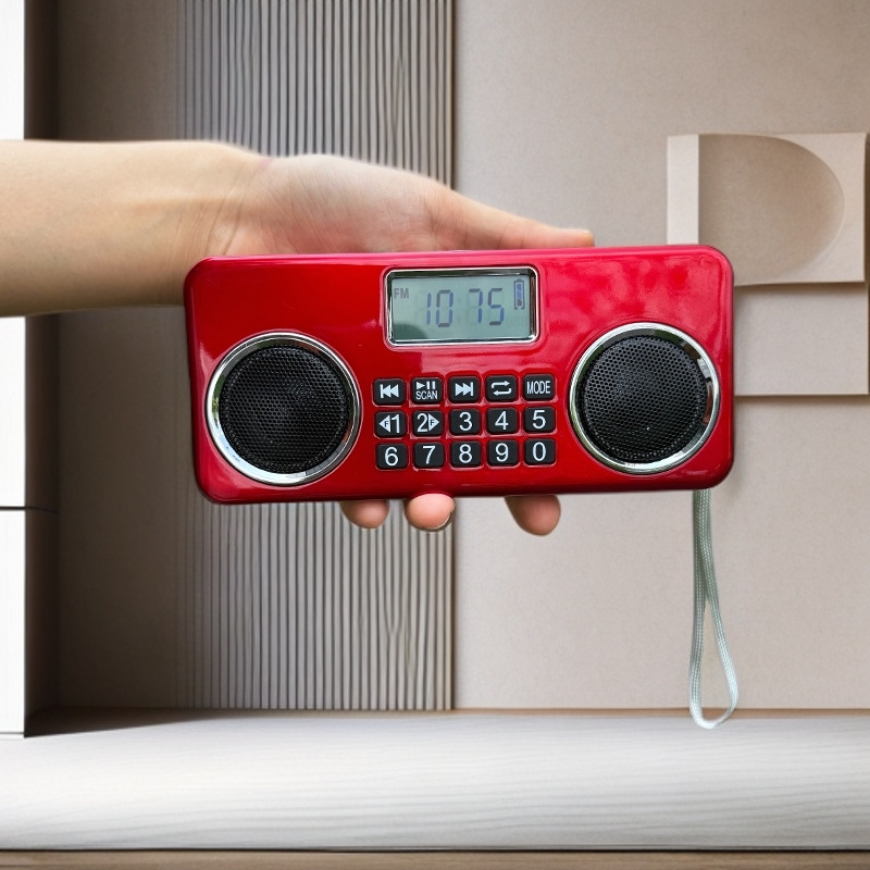 Radio para personas mayores portátil recargable doble altavoz Bluetooth multifunción tarjeta FM reproductor de auriculares