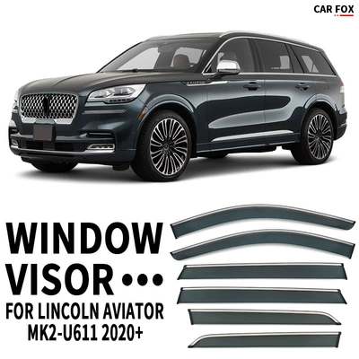 Suitable for Lincoln Aviator Window Deflector, Rearview Mirror Rain Shield, Aviator Window Deflector (Rain shield) - standard-packing-without-logo-6pcs-aviator-mk2-u611-2020-pc-with-bright-strip-car-window-rain-shield