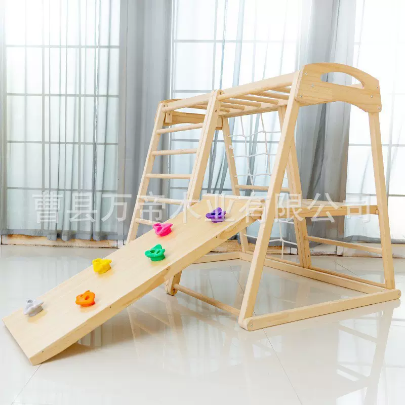 室内实木宝宝秋千吊环组组装通用幼儿训练木制玩具儿童攀爬架滑梯