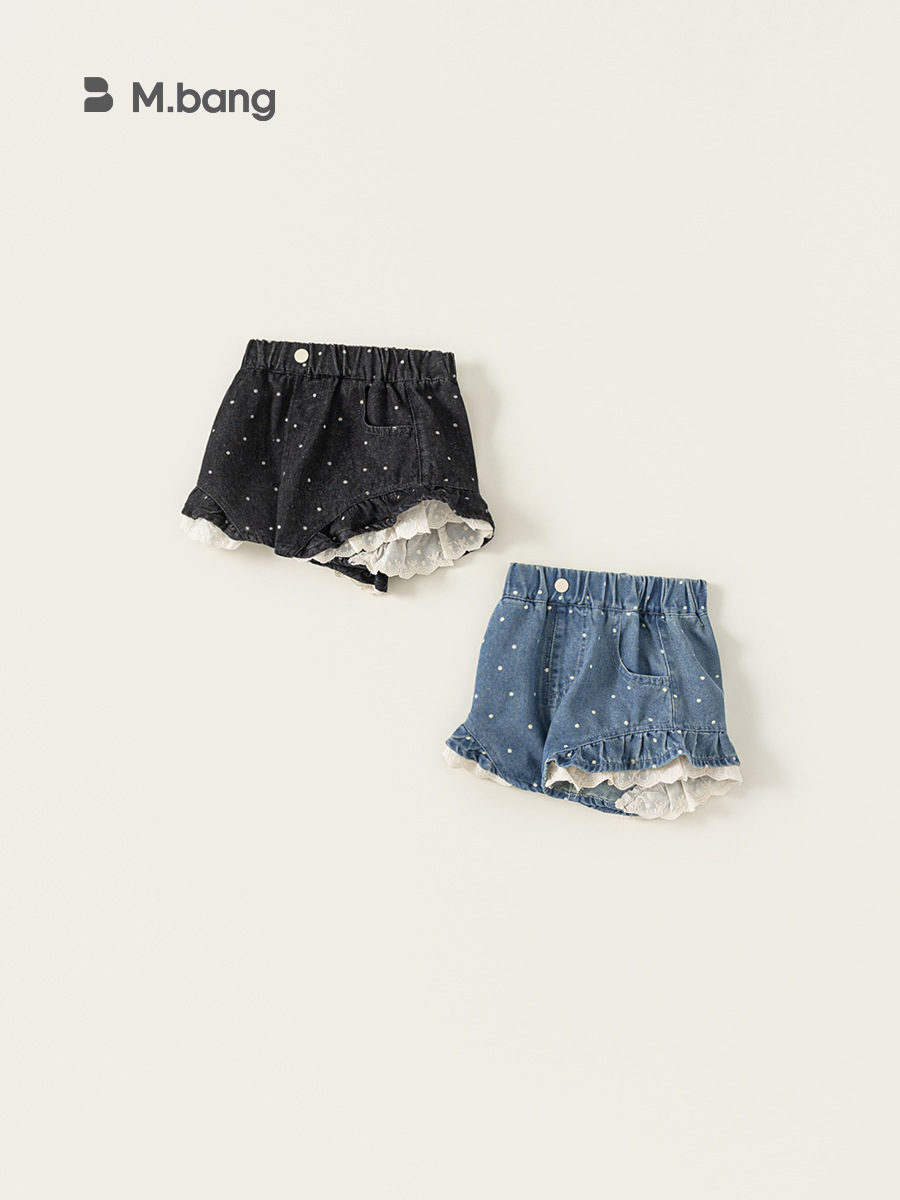 Youbao ropa para niños nuevos productos de verano moda pantalones sueltos para niños pantalones cortos de encaje de lunares para niñas jeans para niñas