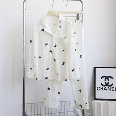 2025新款金丝绒睡衣女长袖长裤甜美彩色蝴蝶印花家居服套装可外穿
