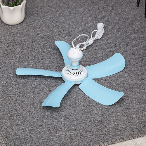 Five-leaf mini ceiling fan for student dormitory mosquito net, beautiful and quiet bed-mounted small fan, simple and small portable fan
