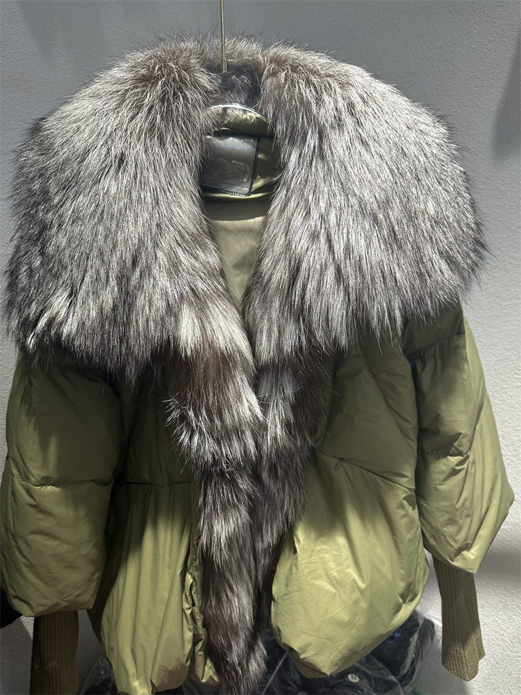 Women's Down Jacket With White Duck Down And Fur Short Coat_voghion.com