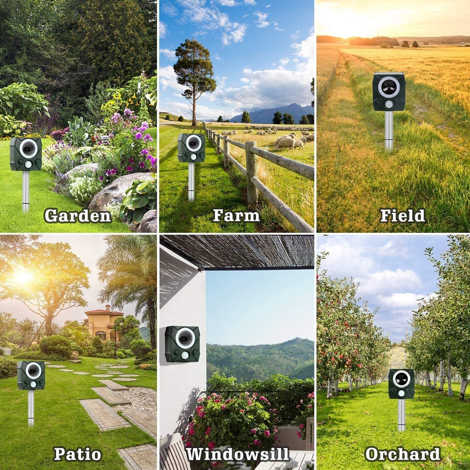 Repelente de ratón ultrasónico de recuperación térmica transfronteriza inducción infrarroja de alta potencia cuerno repelente de animales repelente solar de aves