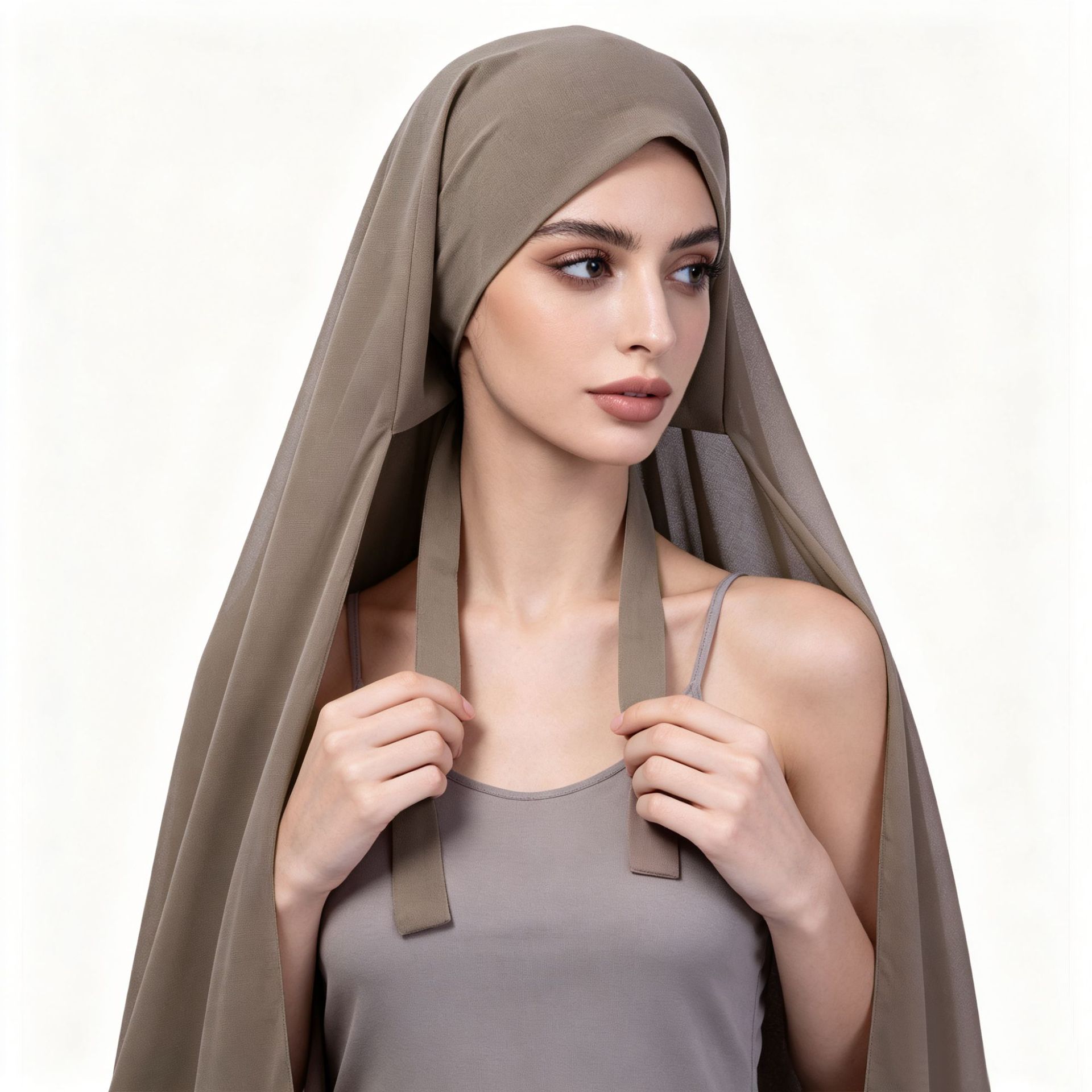 Cross-border solid color pearl chiffon headscarf, breathable and soft, can be used as a head wrap, one-piece long scarf for women