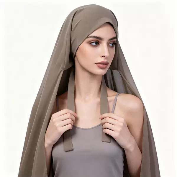 Cross-border solid color pearl chiffon headscarf, breathable and soft, can be used as a head wrap, one-piece long scarf for women