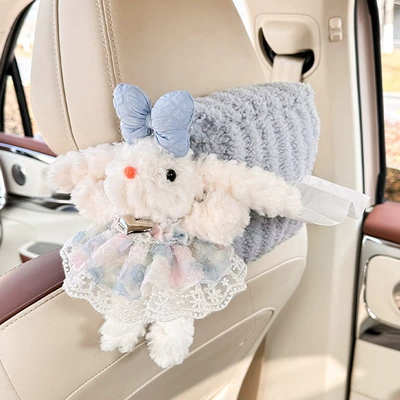 Car tissue box/set Tissue Box Cartoon Car Tissue - moon-velvet-striped-tissue-box-blue-long-eared-rabbit