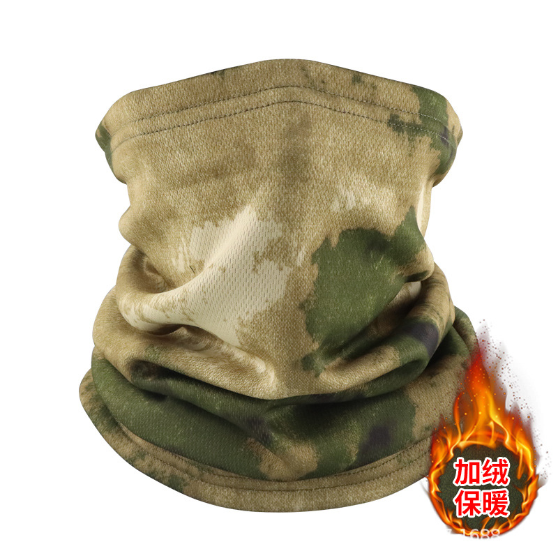 Máscara de invierno transfronteriza con buñuelo de vello grueso turbante de camuflaje para montar al aire libre con cubierta de cuello caliente para esquiar
