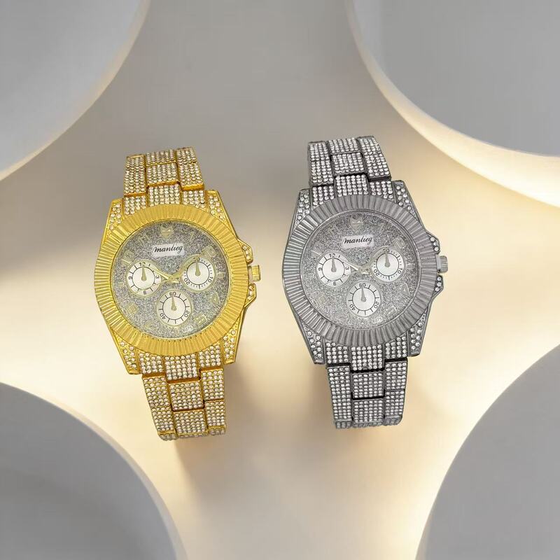 Couple's Watch for Men, Diamond-Encrusted English Watch, Chronograph, Three Dials, Six Hands, Multifunctional Business Fashion Wristwatch, Foreign Trade Couple's Watch for Men, Diamond-Encrusted English Watch, Chronograph, Three Dials, Six Hands, Multifunctional Business Fashion Wristwatch, Foreign Trade
