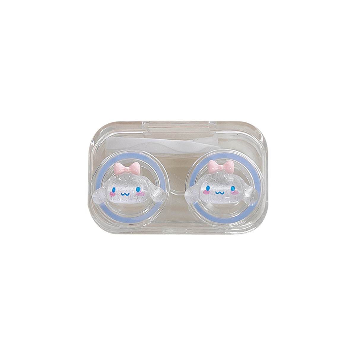 Estilo coreano simple transparente cachorro pupila caja pequeña Linda caricatura delgada flash tridimensional decorativo lente de contacto pareja caja