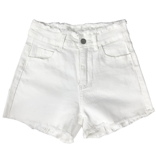 Korean 2025 Spring and Autumn New Wide Leg High-Waist Black Fringe Loose Denim Short for Women White Slimming Hot Pants Trend