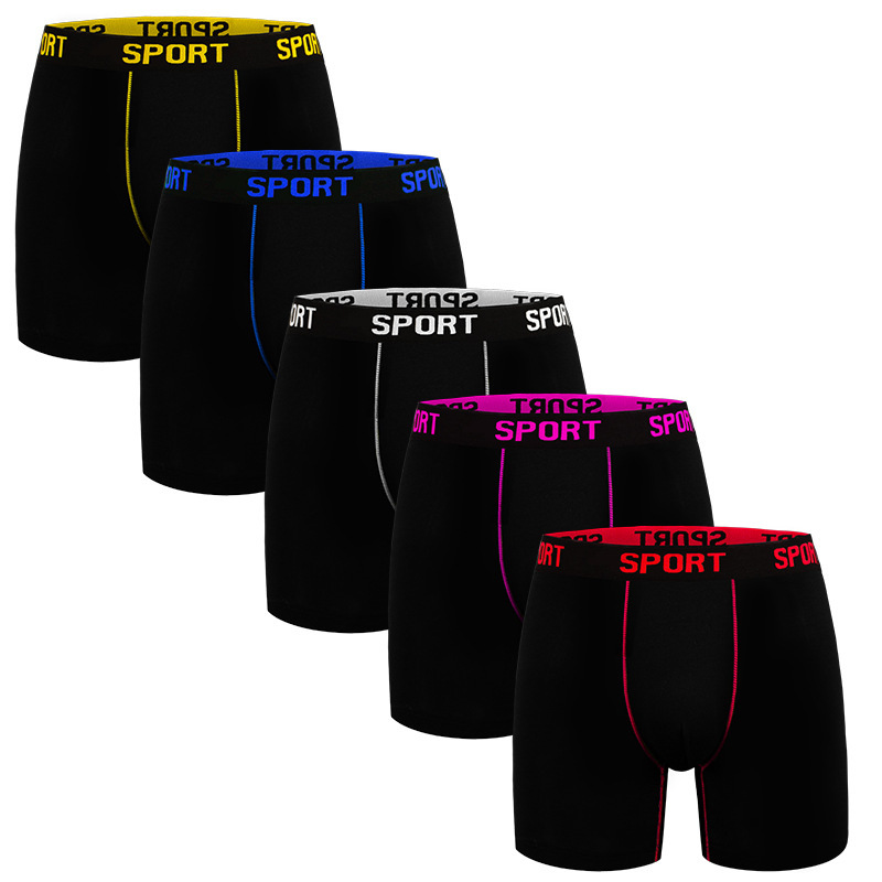 European and American Cross-Border Temu Men's Mid-Length Solid Color Four-Needle Six-Panel Boxer Briefs, Comfortable Boxer Shorts for Daily Wear