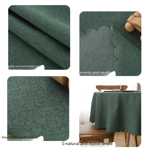 Ins-style linen and cotton tablecloth, waterproof and oil-proof, dishwasher-friendly dining tablecloth for hotels and restaurants, round coffee table cover