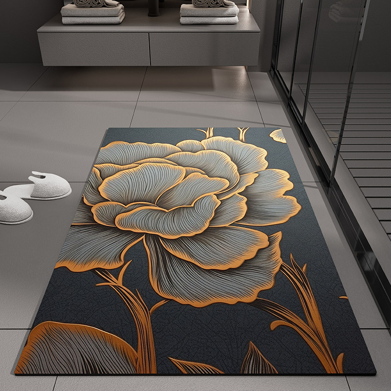 Flower-style americano transfronterizo esterilla de barro de algas esterilla de piso de baño puerta de absorción de agua esterilla de baño anti-deslizante esterilla de baño anti-sucio
