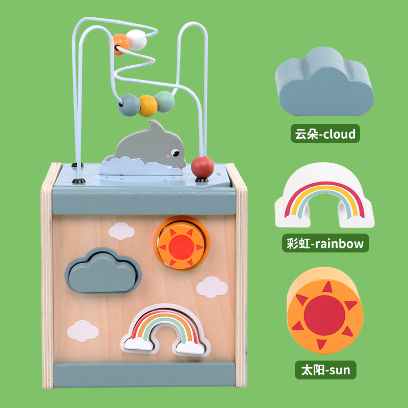 Educación infantil de madera educación temprana iluminación juguetes nueva energía multi-cinética de cuatro lados animal laberinto de Cuentas grandes al por mayor