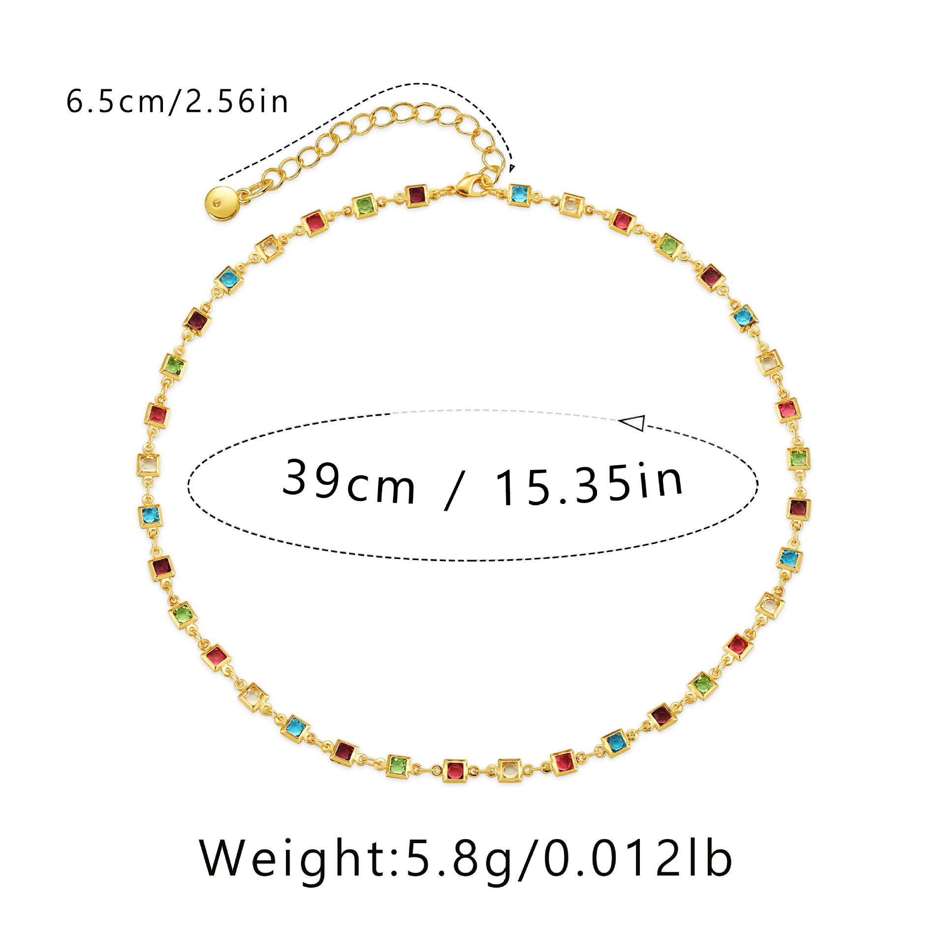 Retro Square Copper Inlay Zircon Necklace 1 Piece