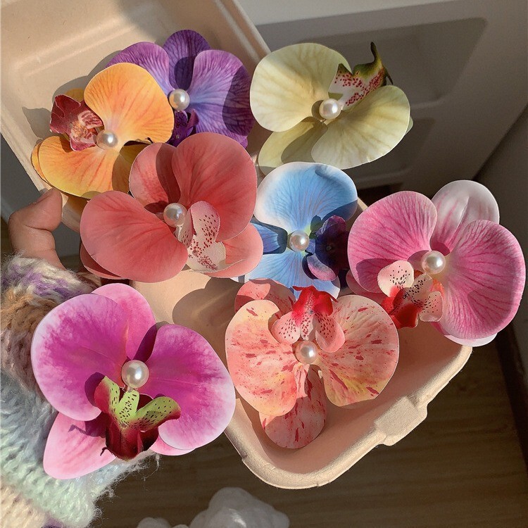 Today's Wear Flower High-grade Atmosphere Phalaenopsis Edge Clip Grab Clip Photo Flower Shape Hairpin New Hair Accessories