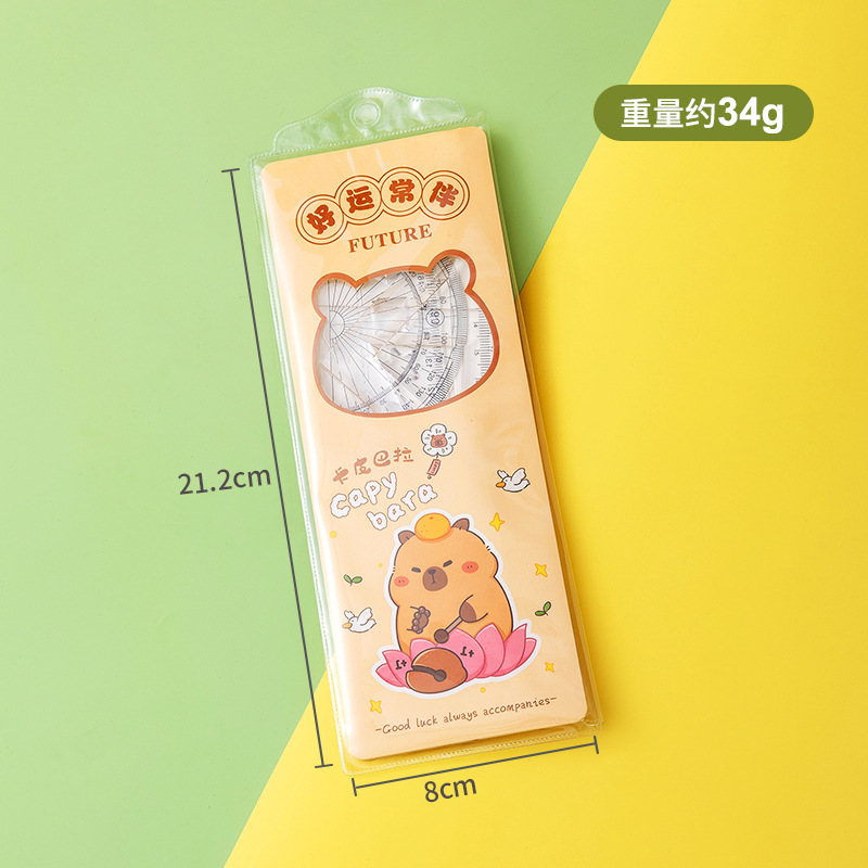 学生卡通套尺四件套小学生儿童直尺20cm三角尺量角器开学文具批发|undefined