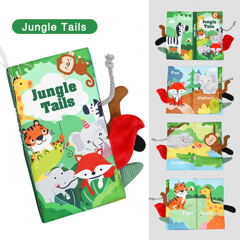 Nuevos productos para bebés libros de tela bebés tridimensionales frutas y verduras dinosaurios cola libro de enseñanza temprana puede morder el libro de juguetes de iluminación del bebé