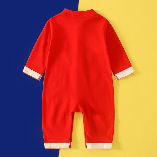 Baby clothes, autumn clothes, female baby one-month clothes, one-year-old dress, male newborn one-piece harem suit, 100-day crawl suit 9001