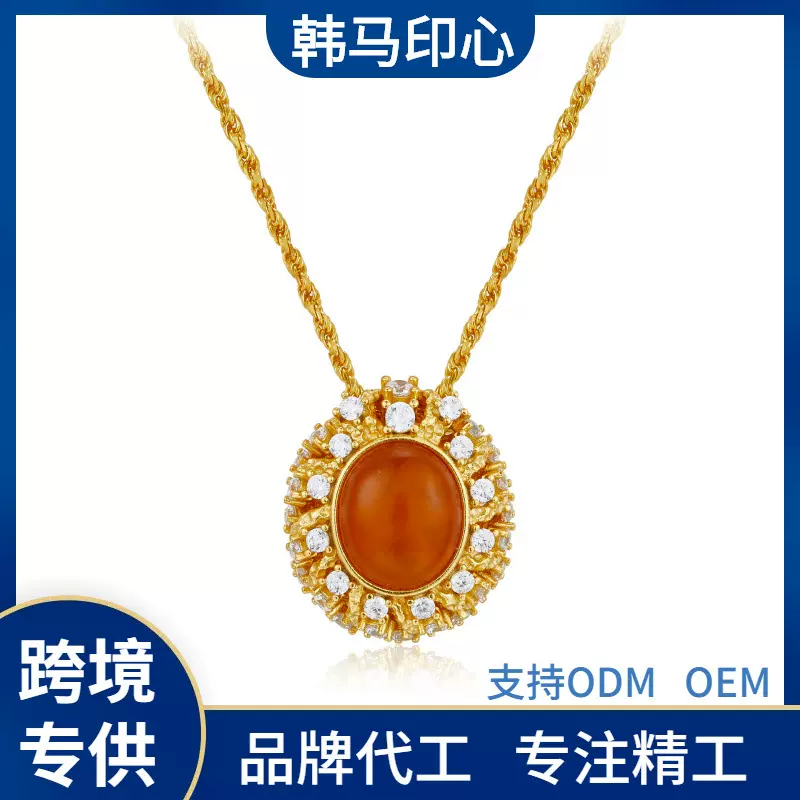 S925银蜜蜡项链女小众轻奢设计感琥珀吊坠老钱风精工番禺银饰