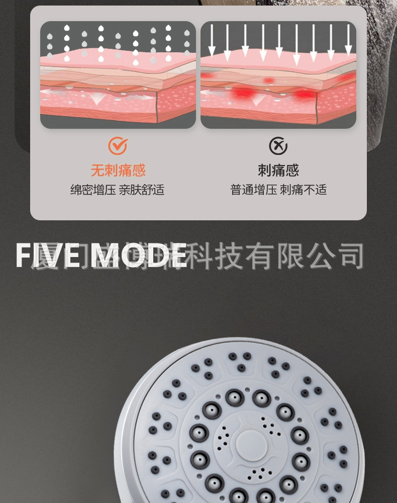 Cross-border bathroom, hotel, household 5-function shower head, hand-held showerhead, multi-functional pressurized showerhead undefined