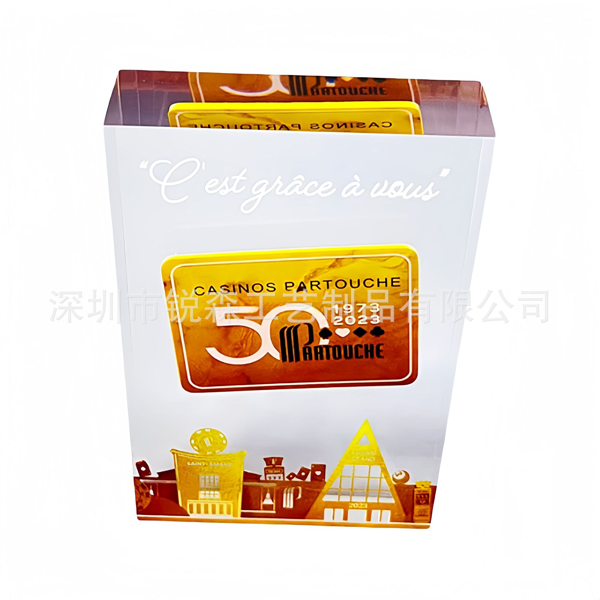 Placa de exibição de cartão embutida com cola de cristal, placa comemorativa de chip embutido em acrílico, ornamentos de exibição de artesanato em resina