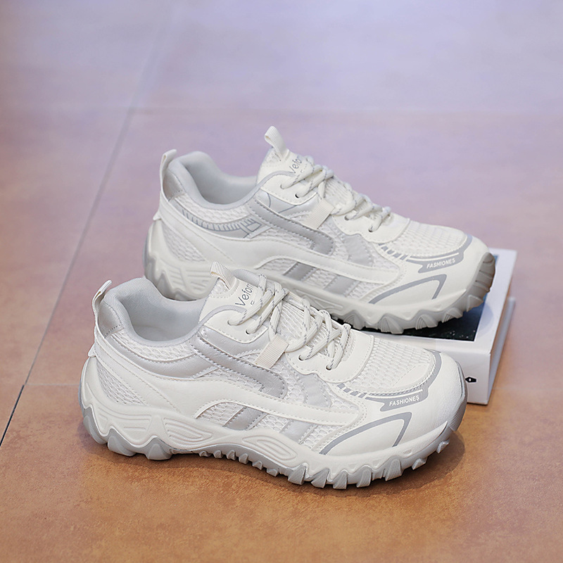 Zapatillas Deportivas Chunky para Mujer Capellada de PU y Malla Suela de Caucho con Aumento de Estatura para Uso Diario
