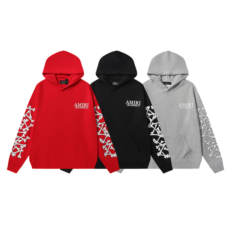 New 2024 autumn and winter correct version amiri letter printing logo hooded sweater casual loose AMI sweater