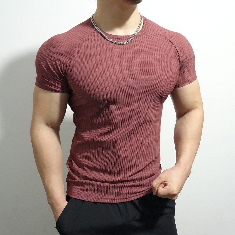 Men's Summer Lightning-Patterned Ice Silk Fitness Sports Tight-Fitting T-Shirt Running Short-Sleeved White Elastic Top Men's Summer Lightning-Patterned Ice Silk Fitness Sports Tight-Fitting T-Shirt Running Short-Sleeved White Elastic Top