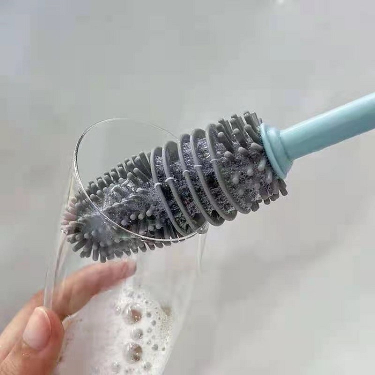 Long handle silicone cup brush artifact household kitchen cleaning milk bottle brush glass pot water Cup brush department store wholesale