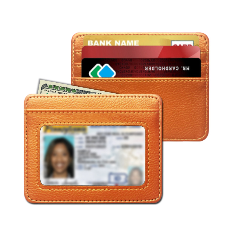 En stock titular de la tarjeta de ventana transparente creativa resistente al desgaste certificado resistente a los arañazos conjunto de gran capacidad multifuncional titular de la tarjeta de cuero PU titular de la tarjeta