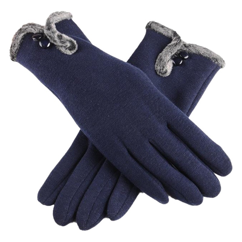 Invierno 2 botones de equitación al aire libre guantes de terciopelo no invertidos de las mujeres ciclismo forrado de lana engrosada guantes de pantalla táctil al por mayor