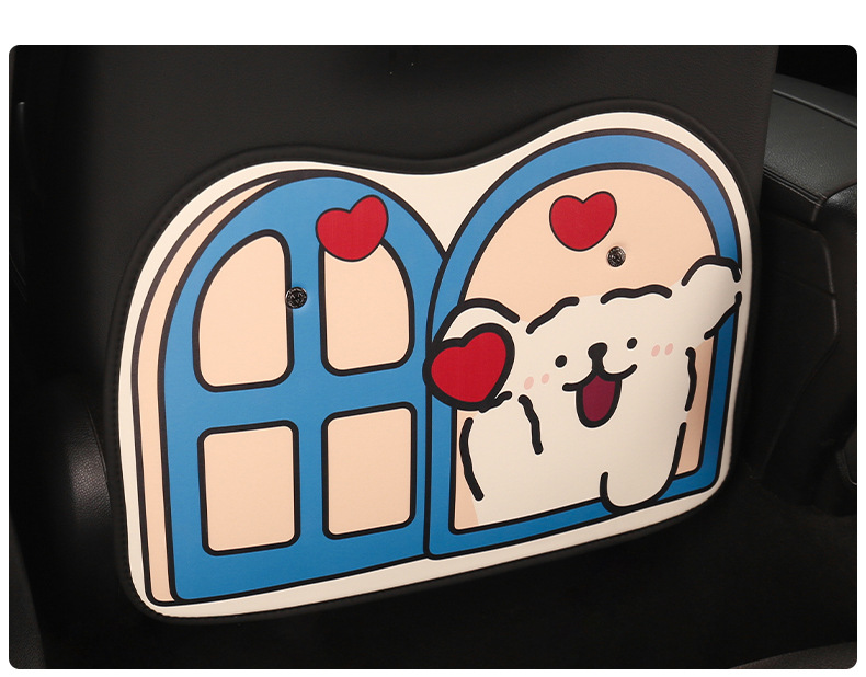 Cartoon Car Anti-Kick Pad, Leather Printed Car Seat Back Anti-Dirty Protective Pad, Cute Car Rear Seat Anti-Kick Pad