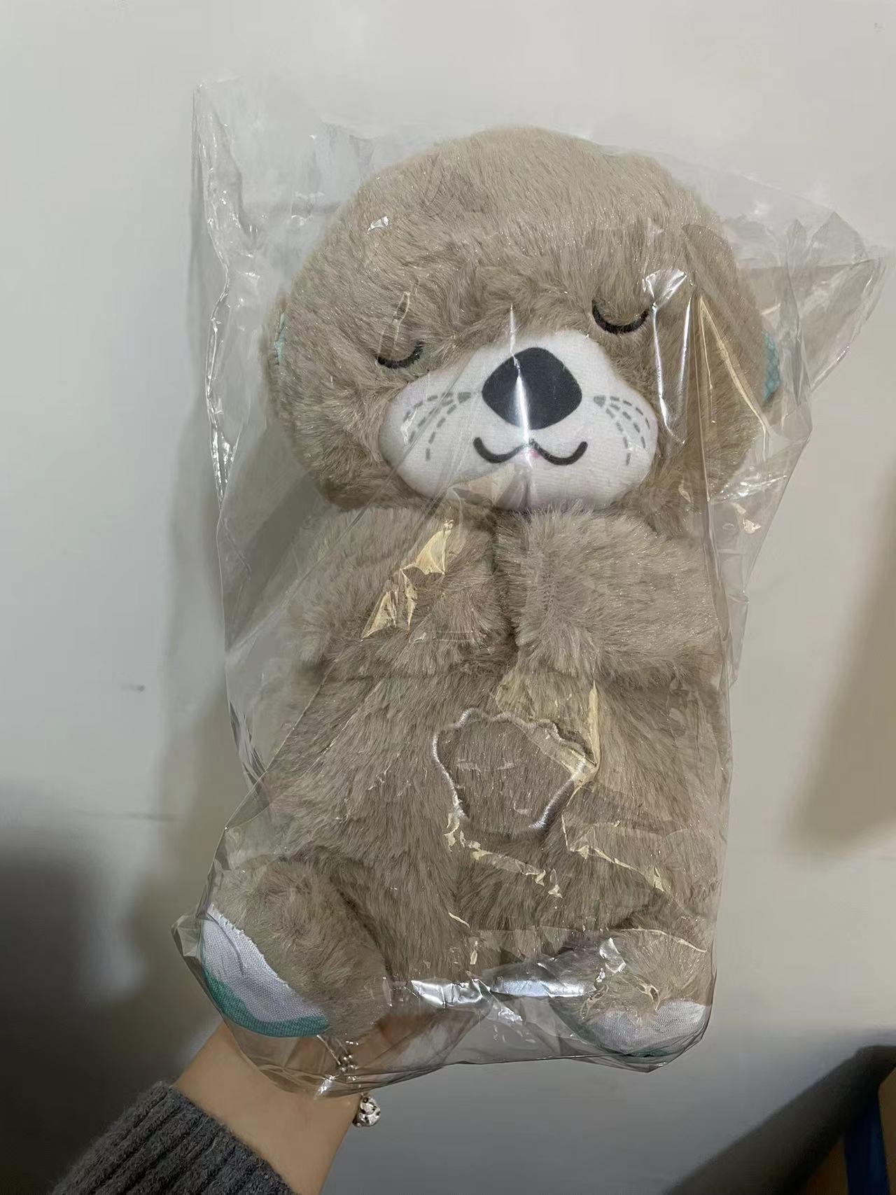 Transfronterizo popular respiración oso luminoso juguete iluminación voz calmante oso sueño oso bebé dormir música muñeca