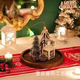 现货圆形木质装饰托盘复古烛台托盘农舍托盘厨房台面装饰桌面托盘