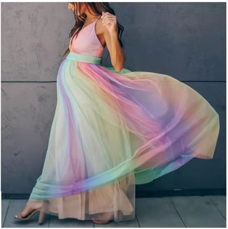 European and American Women's Clothing Japanese Cotton Stitching Mesh Pregnant Women's Trailing Short-sleeved Dress Photography Dress 1195