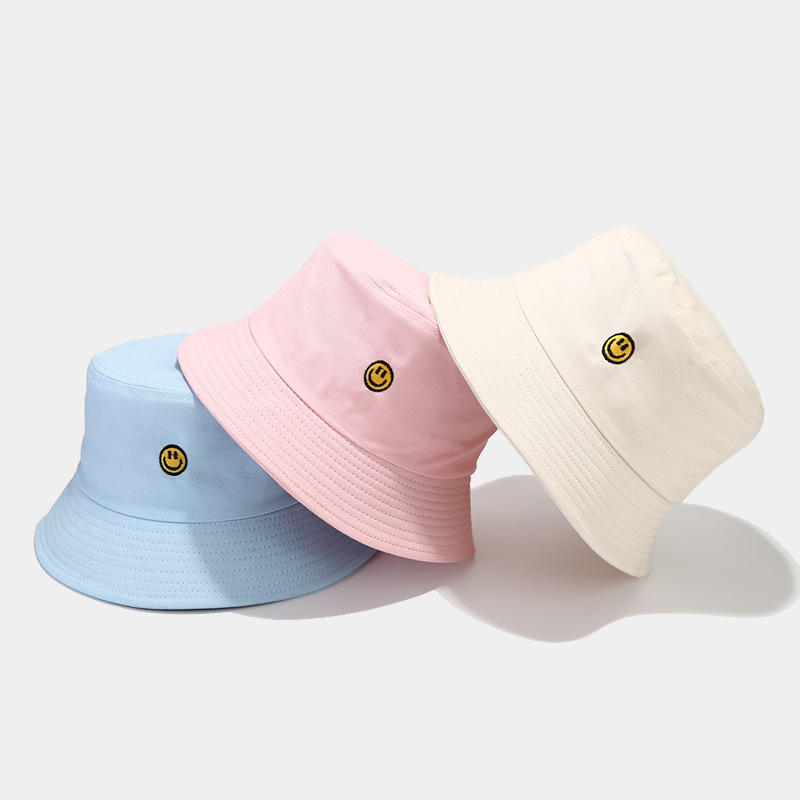 Women's Simple Style Smiley Face Solid Color Embroidery Wide Eaves Bucket Hat display picture 1