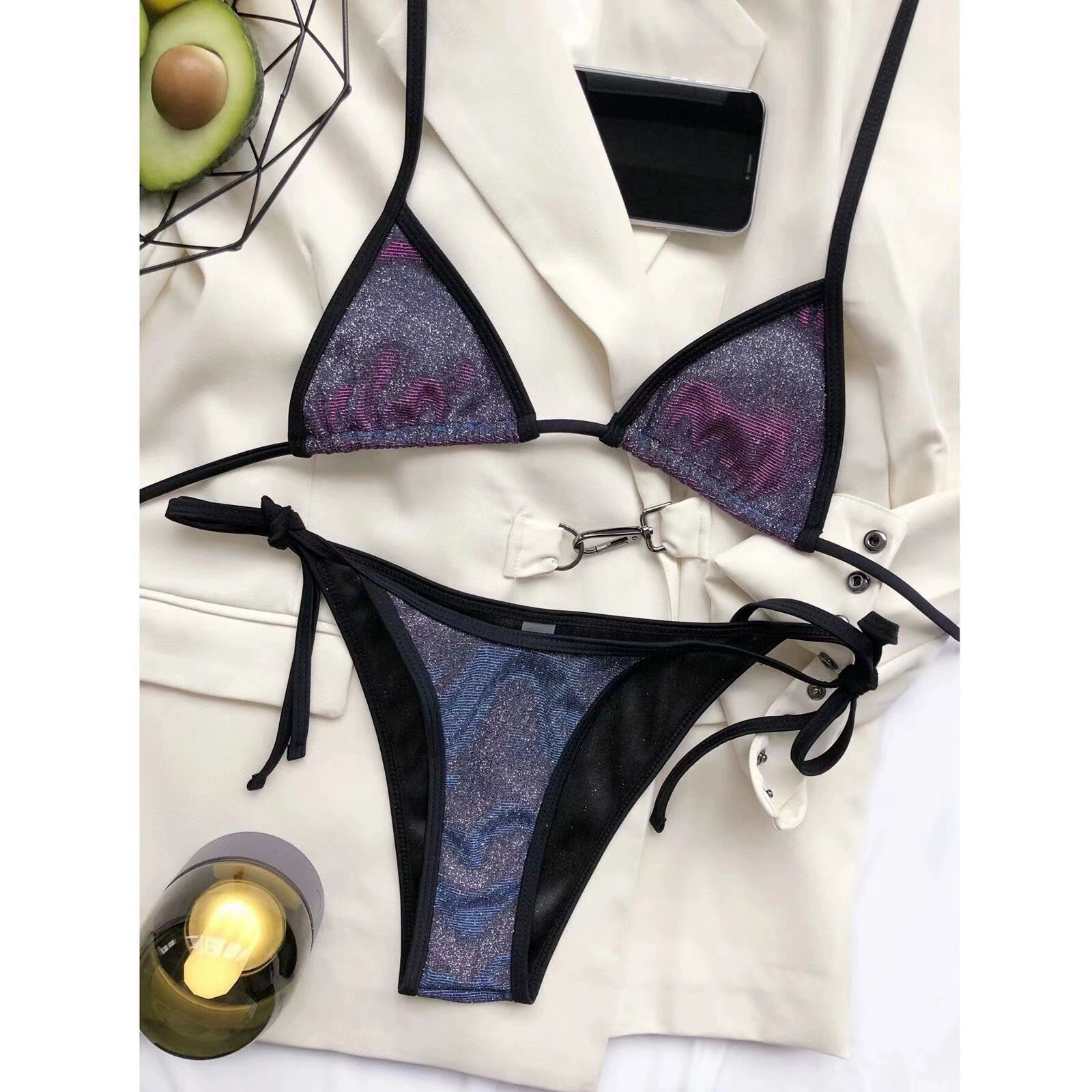  Purple sexy supporting swimwear, 2022, European style, backless